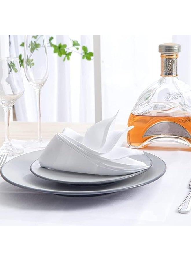 ChicAbode 12 حزمة مناديل قماش مجموعة مناديل قماش أبيض قابلة لإعادة الاستخدام الاستخدام اليومي مناديل قماش العشاء قابلة للغسيل مناديل ناعمة للحفلات المطاعم طاولة بار المنزل ديكور 43 × 43 سم - Image 3